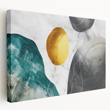 Abstract canvas wall art showcasing vibrant strokes and lines in shades of blue, yellow, and red, presented in a side view to highlight its depth and texture. Ideal for modern home decor, this artwork adds a splash of color and creativity to any living space.