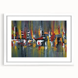 Abstract strokes and lines in a minimalist wall art design, framed in white, showcasing a modern aesthetic perfect for contemporary home decor. The artwork features soft pastel colors and geometric shapes, ideal for enhancing any living space.