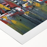 Abstract wall art featuring a vibrant design of colorful strokes and lines, perfect for modern home decor. This rolled canvas adds a dynamic touch to any space.