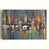 Abstract canvas wall art showcasing vibrant strokes and lines in a contemporary design, featuring a mix of blue, orange, and yellow hues, perfect for modern decor.