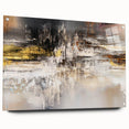 Abstract wall art collection featuring colorful strokes and lines on acrylic glass, displayed from the side with visible mounting pins, perfect for modern decor.