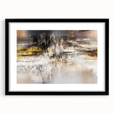 Abstract wall art featuring dynamic strokes and lines in a modern design, framed with a matte black finish, enhancing contemporary interior aesthetics.