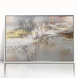 Framed abstract wall art featuring colorful strokes and lines, set against a sleek white background, perfect for modern home decor. Ideal for adding a contemporary touch to any room.