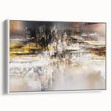 Framed canvas wall art showcasing an abstract design with vibrant strokes and lines in varied colors, set against a white background, ideal for modern decor.