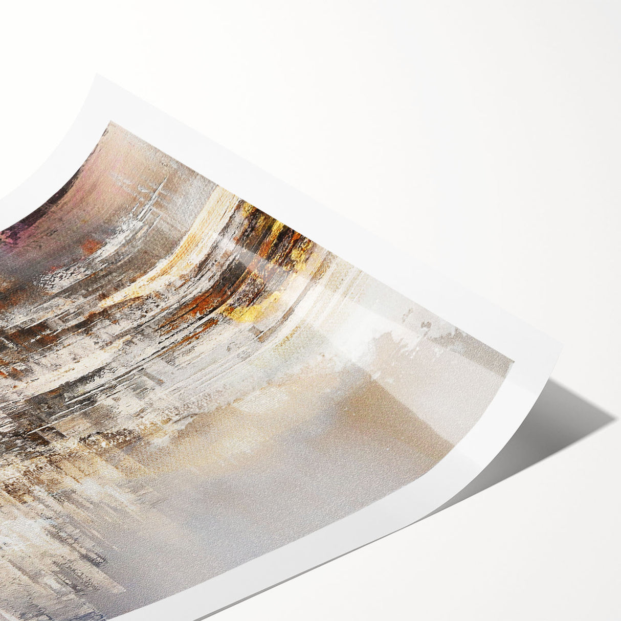 Abstract wall art print showcasing colorful strokes and lines in vibrant hues, ideal for modern decor, rolled for easy display and shipping.