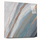 Abstract wall art design showcasing vibrant strokes and lines in a modern acrylic glass frame, emphasizing a contemporary aesthetic for stylish home decor.