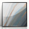 Framed acrylic wall art featuring an abstract design of colorful strokes and lines, set against a black background. Ideal for modern home decor.