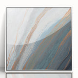 Framed wall art showcasing an abstract design with colorful strokes and lines on a white background, ideal for modern home decor and artistic expression.
