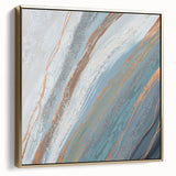 Framed canvas wall art showcasing an abstract design of gold strokes and lines against a textured background, ideal for modern decor and artistic spaces.