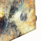 Close-up of an abstract strokes and lines design wall art piece, showcasing vibrant colors and intricate details on acrylic glass, ideal for modern decor.