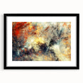 Abstract wall art featuring a modern design of colorful strokes and lines, framed in black with a mat, perfect for contemporary home decor.