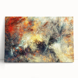 Abstract strokes and lines in vibrant colors create a modern wall art design on stretched canvas, perfect for enhancing contemporary interior decor.