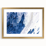 Abstract wall art featuring dynamic strokes and lines in a modern design, framed with a gold mat, showcasing a contemporary aesthetic perfect for home decor.