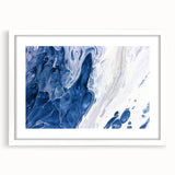 Abstract wall art featuring dynamic strokes and lines in a minimalist design, framed with a white mat, perfect for modern home decor. Ideal for adding a contemporary touch to any interior space.