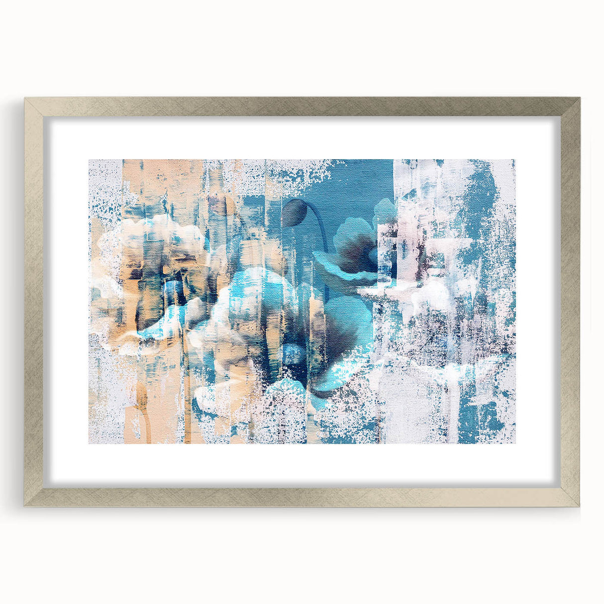 Abstract strokes and lines wall art design in a silver frame, showcasing a contemporary aesthetic. Ideal for modern home decor, this piece enhances any room's ambiance.