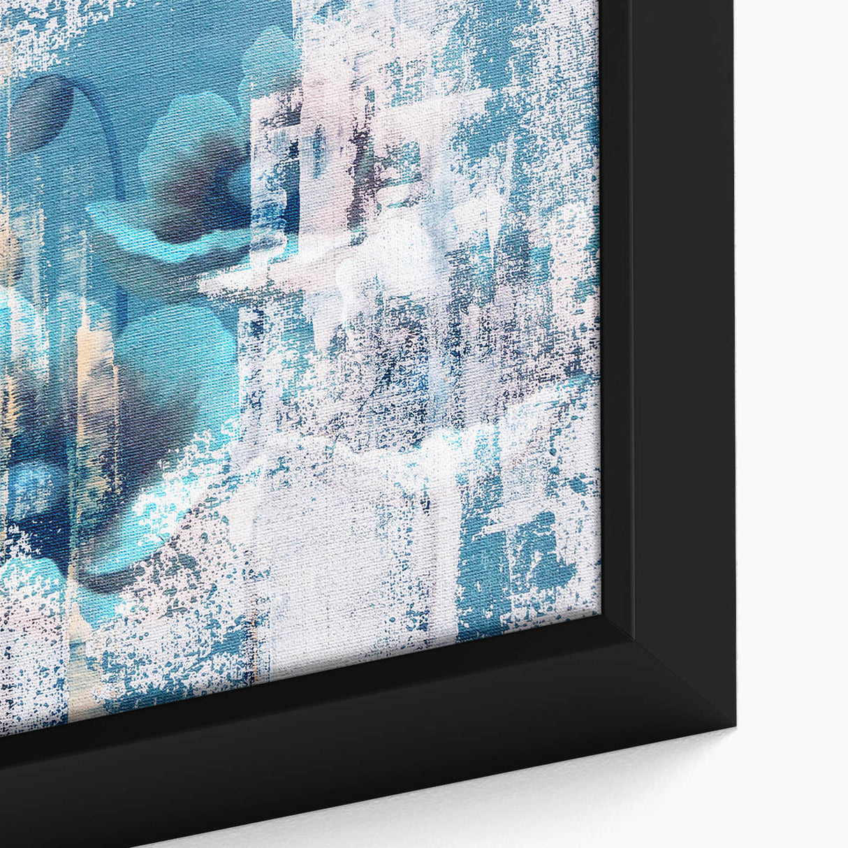 Abstract canvas wall art showcasing vibrant strokes and lines in shades of blue, yellow, and pink, framed elegantly to enhance modern decor. Perfect for adding a pop of color to any living space.