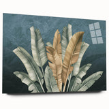 Abstract wall art showcasing colorful strokes and lines on acrylic glass, elegantly displayed from a side view, perfect for modern home decor.