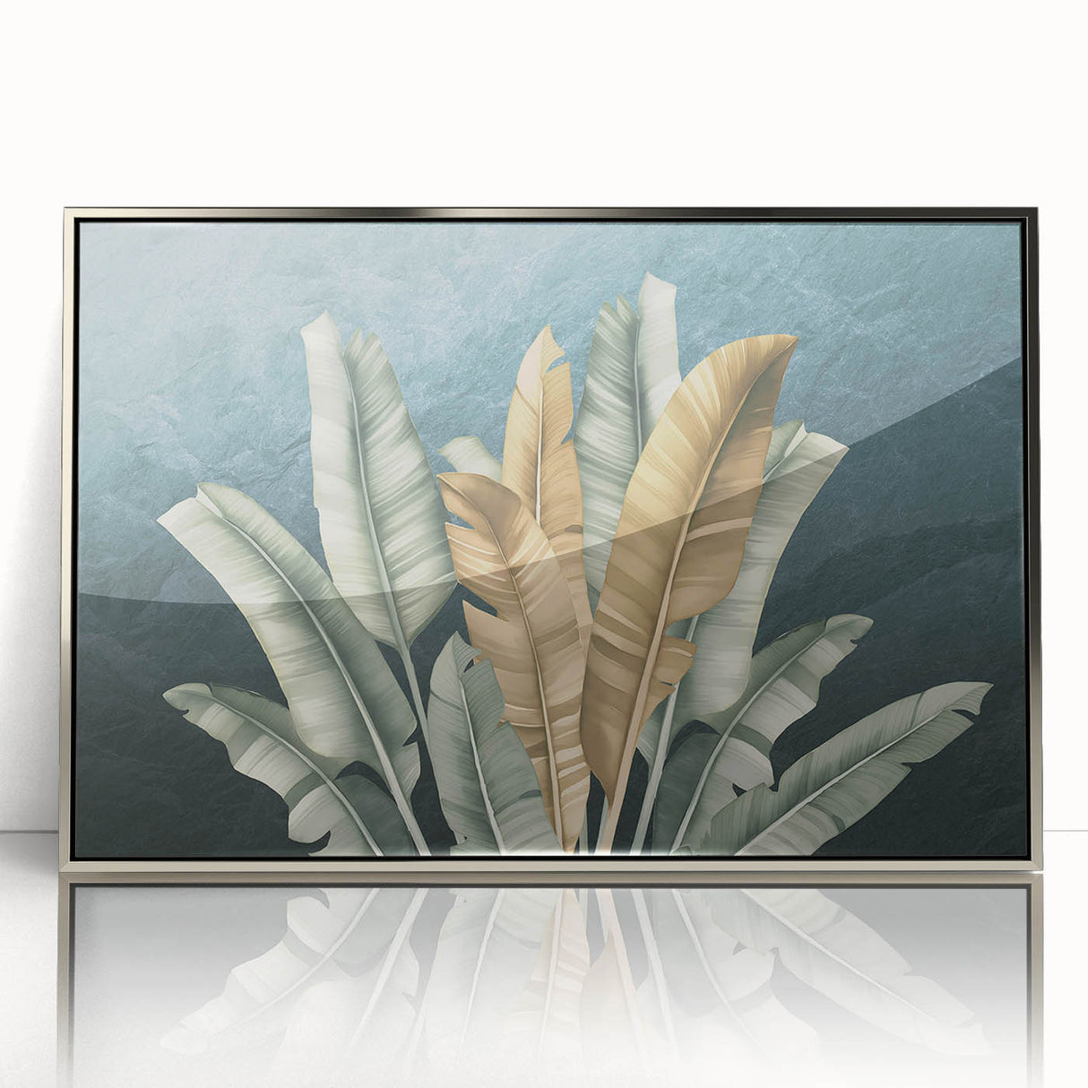 Framed wall art piece showcasing an abstract design of colorful strokes and lines in silver tones, perfect for modern decor, adding a touch of elegance to any space.