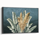 Framed canvas wall art showcasing an abstract design with colorful strokes and lines, set against a black background, ideal for modern decor.