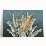 Abstract wall art featuring colorful strokes and lines in vibrant shades of blue, yellow, and red, elegantly displayed on a stretched canvas, perfect for modern home decor.