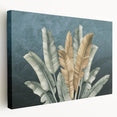 Abstract canvas wall art showcasing vibrant strokes and lines in shades of blue, orange, and yellow, presented in a side view to highlight its textured finish and modern design, ideal for contemporary home decor.