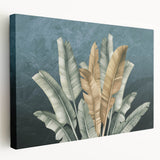 Abstract canvas wall art showcasing vibrant strokes and lines in shades of blue, orange, and yellow, presented in a side view to highlight its textured finish and modern design, ideal for contemporary home decor.