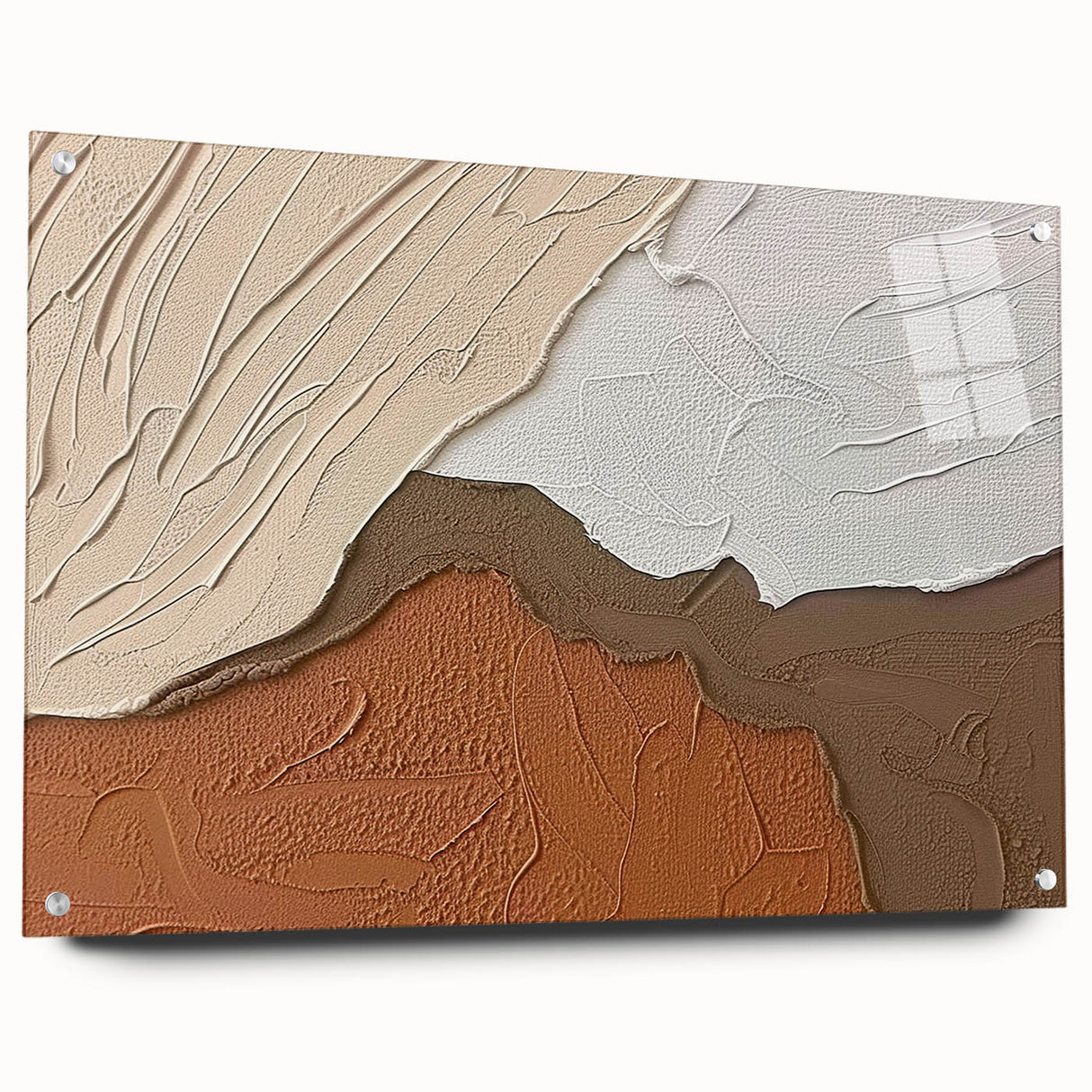 Abstract wall art design featuring vibrant strokes and lines in a modern acrylic glass frame, showcasing a dynamic interplay of colors and textures, ideal for contemporary decor.