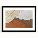 Abstract wall art featuring a contemporary strokes and lines design in muted colors, framed with a black mat, perfect for modern home decor.