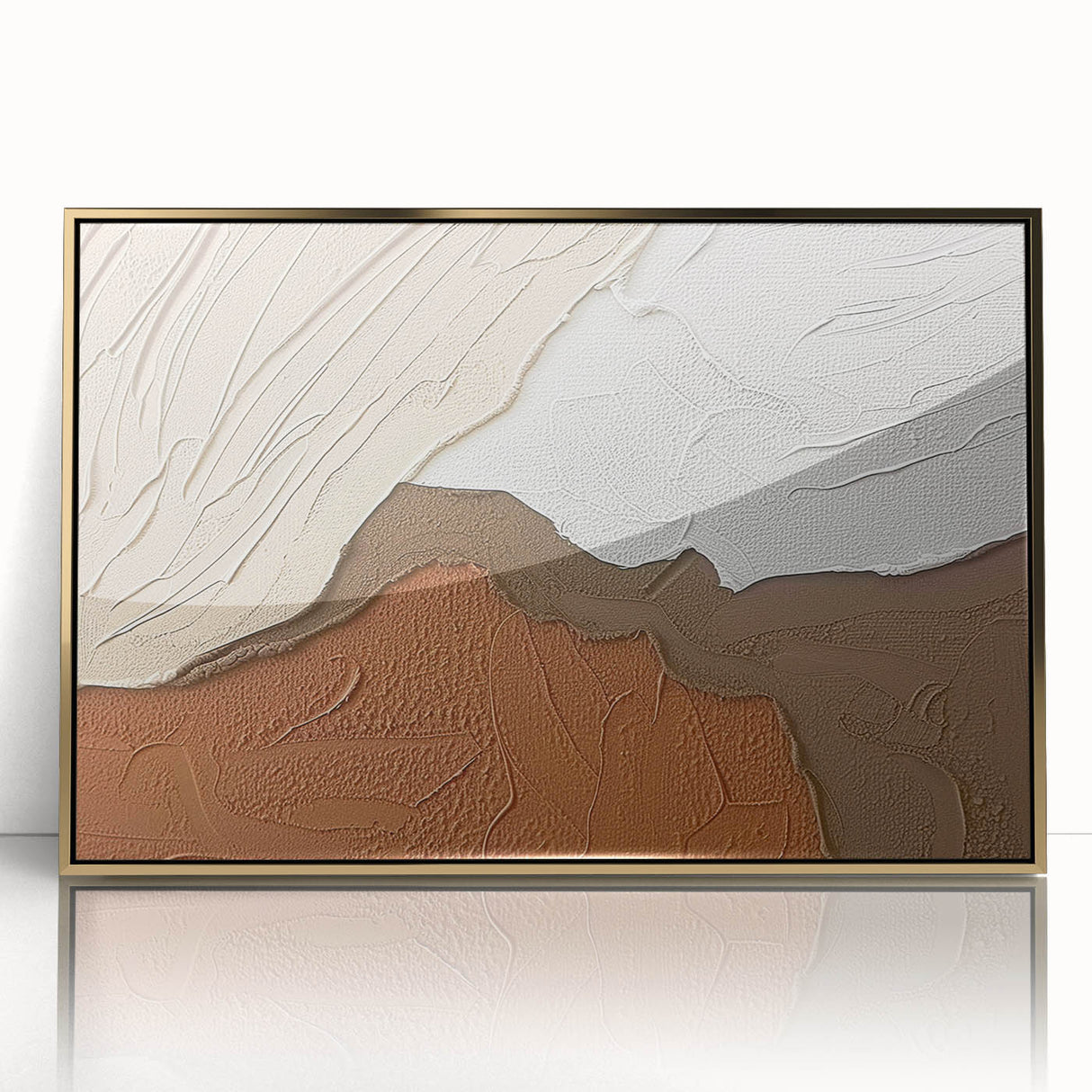 Framed wall art featuring an abstract design of dynamic gold strokes and lines, elegantly arranged to create a modern aesthetic, perfect for home decor.