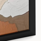 Abstract wall art featuring vibrant strokes and lines in shades of blue, orange, and gold, elegantly framed for modern decor, highlighting its artistic texture and depth.