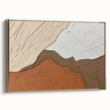 Framed canvas wall art showcasing an abstract design of gold strokes and lines, elegantly displayed from the side to highlight its luxurious texture and modern aesthetic. Perfect for enhancing contemporary home decor.