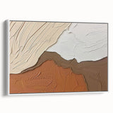 Framed abstract wall art showcasing colorful strokes and lines, set against a white background, perfect for modern home decor. Elegant side view highlights the canvas texture and sleek frame design.