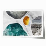 Abstract wall art print showcasing vibrant strokes and lines in shades of blue, orange, and yellow, perfect for modern home decor. The design evokes a sense of movement and creativity, making it an ideal focal point for any room.