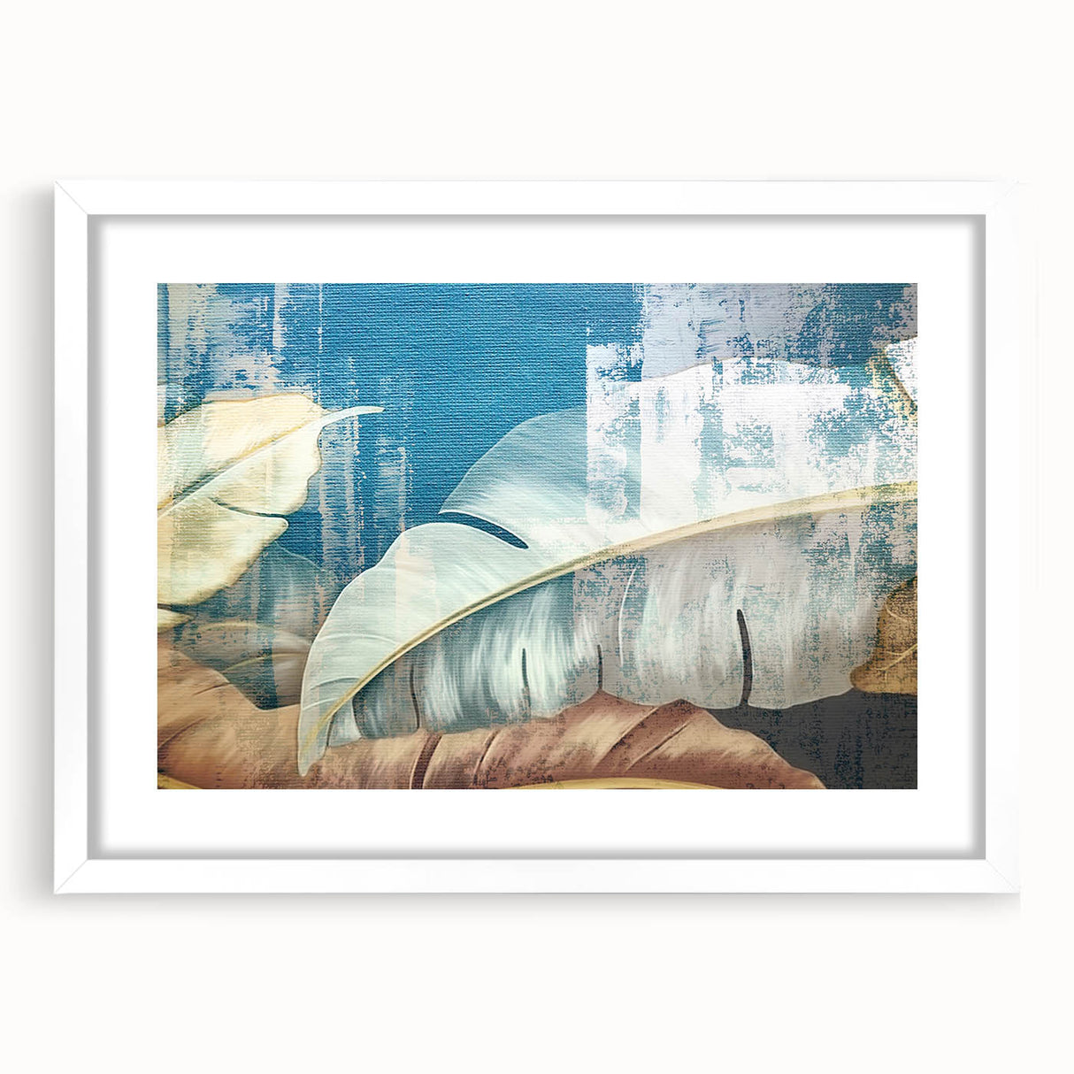 Abstract strokes and lines artwork showcasing a modern design in a white frame with a mat, ideal for contemporary home decor. Perfect for adding a stylish touch to any room.