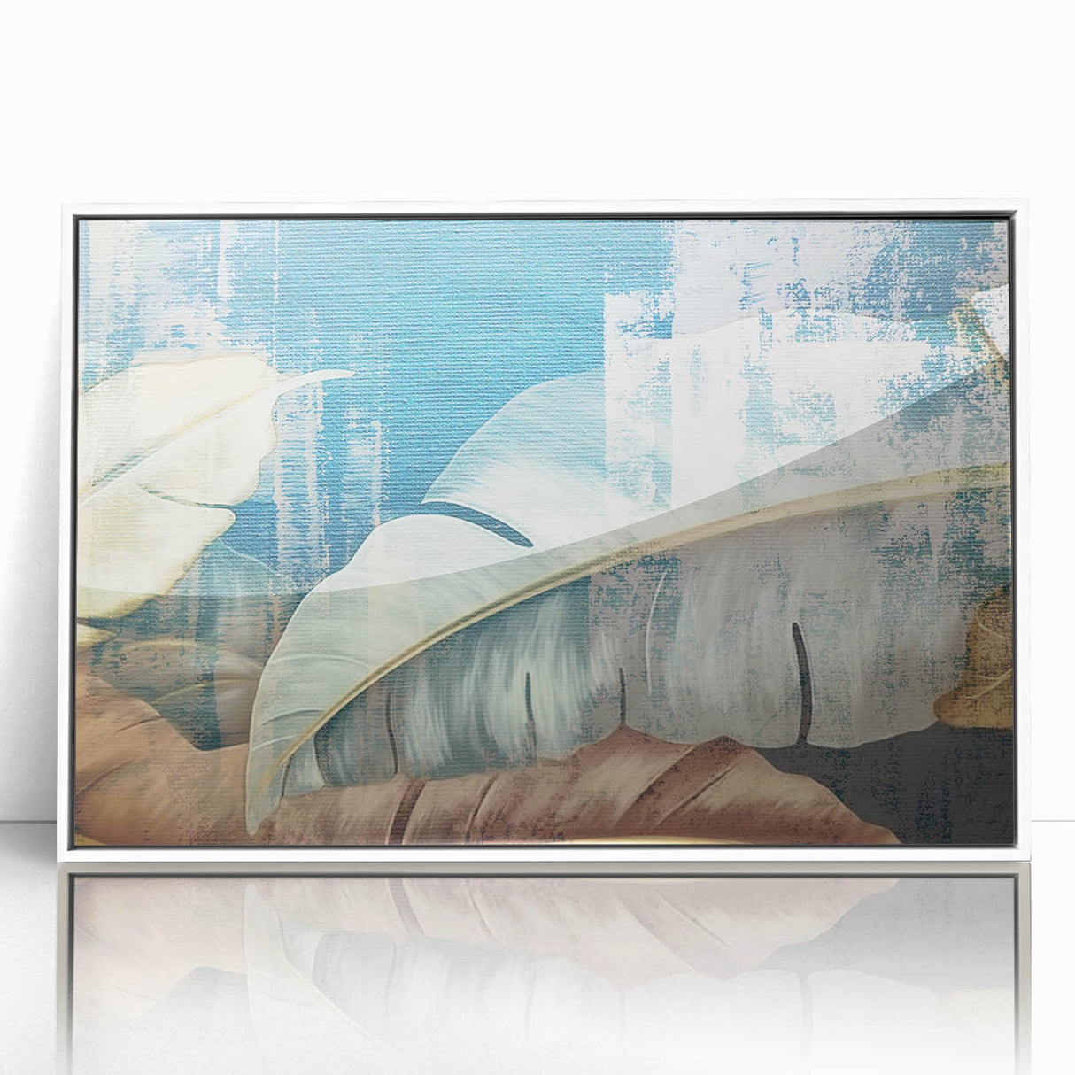 Framed wall art featuring an abstract design of colorful strokes and lines in a modern style, set against a white background, perfect for contemporary decor.