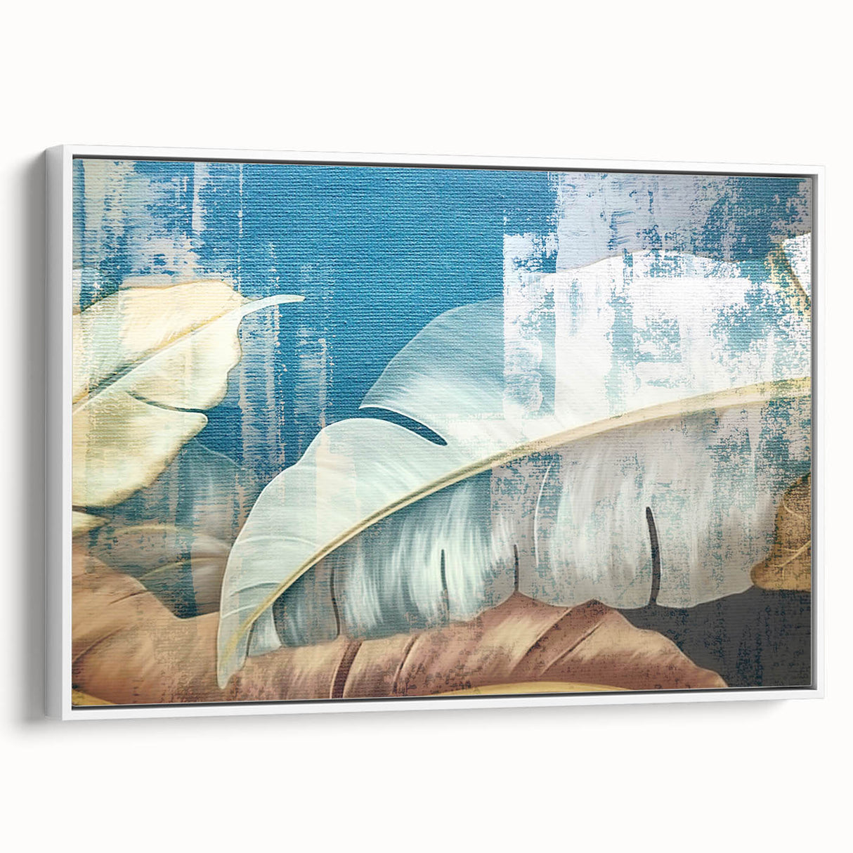 Framed canvas wall art showcasing an abstract design of colorful strokes and lines, set against a white background, highlighting modern decor aesthetics.