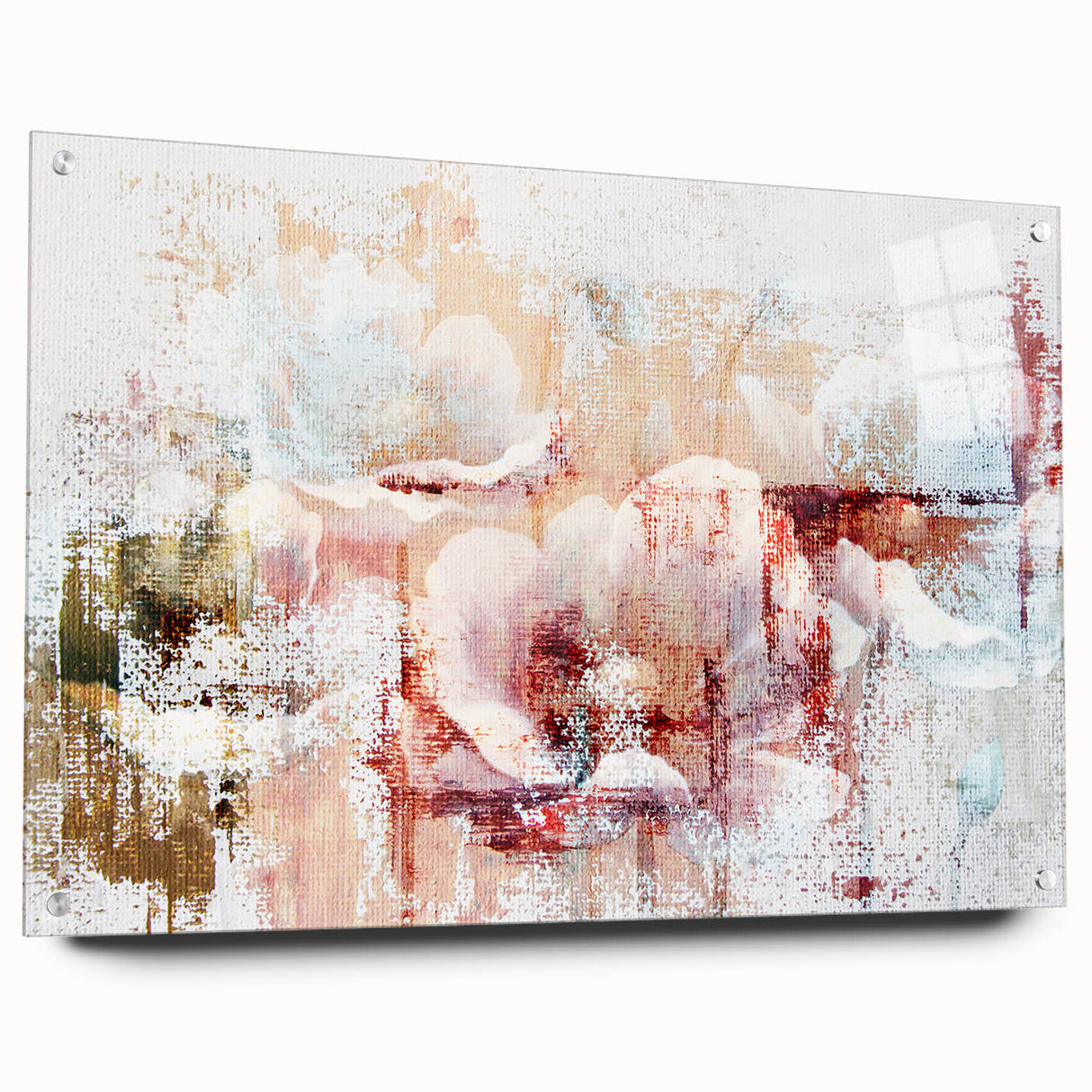 Abstract strokes and lines design wall art piece displayed in an acrylic glass frame, featuring a blend of vibrant colors. The artwork showcases dynamic movement and contemporary style, perfect for modern home decor.