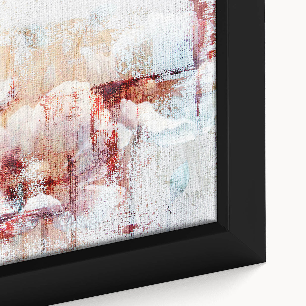 Close-up of an abstract strokes and lines design framed canvas wall art, showcasing vibrant colors and intricate patterns that enhance modern decor.