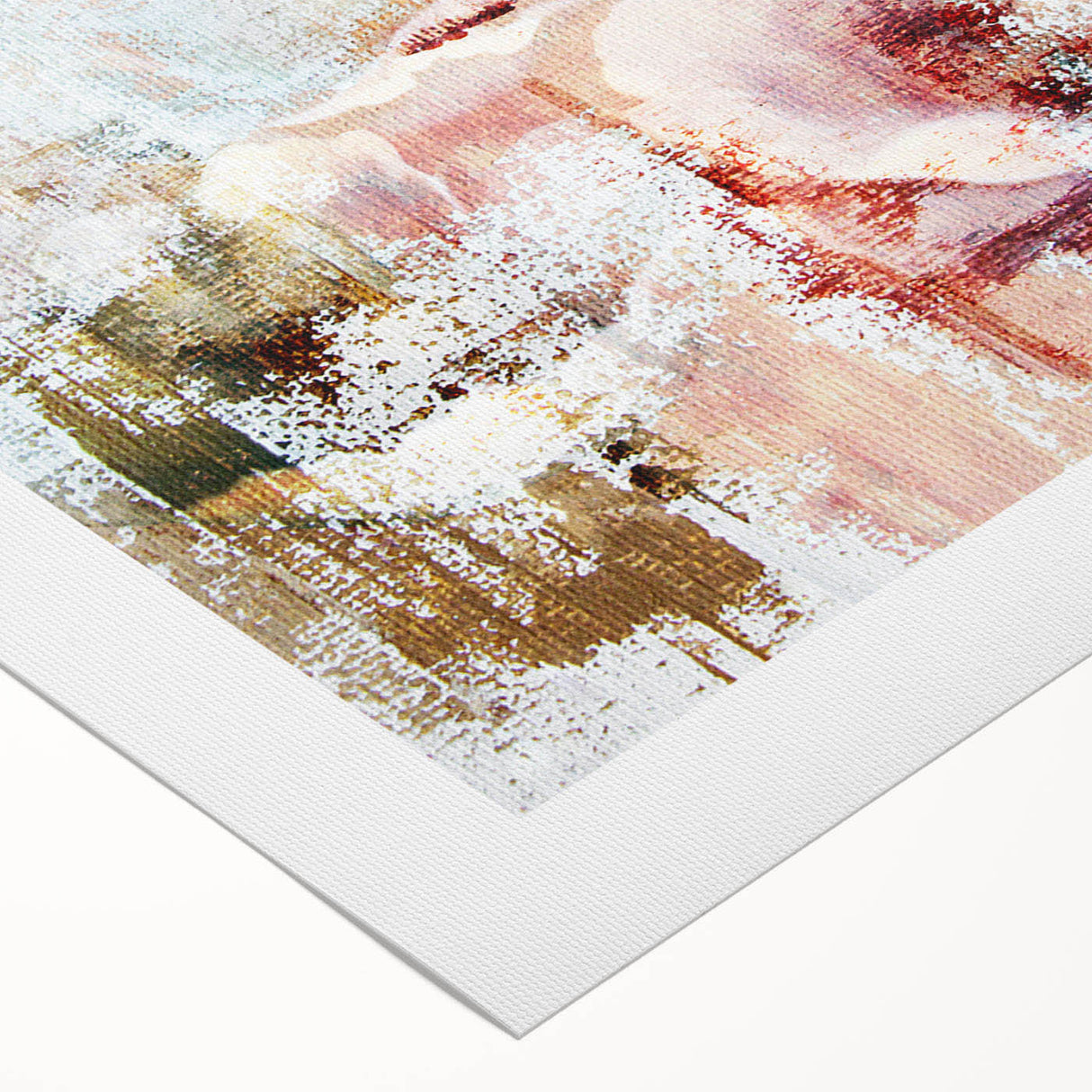 Abstract strokes and lines in vibrant colors create a modern art design on rolled canvas, ideal for contemporary home decor; packaged securely for delivery.