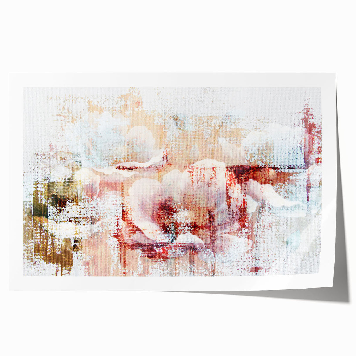 Abstract wall art print featuring dynamic strokes and lines in vibrant colors, ideal for modern home decor. Rolled for easy storage and display.