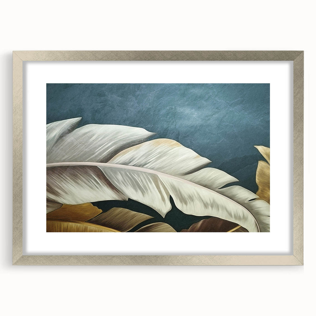 Abstract wall art featuring intricate strokes and lines in a modern design, framed in silver with a mat, perfect for enhancing contemporary decor.
