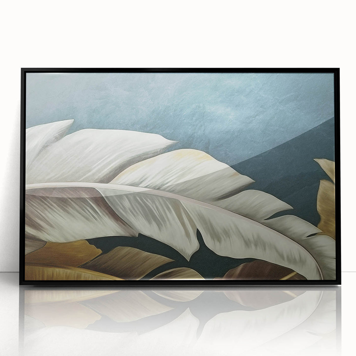 Framed acrylic wall art showcasing an abstract design with dynamic strokes and lines in black and white, perfect for modern decor and artistic expression.