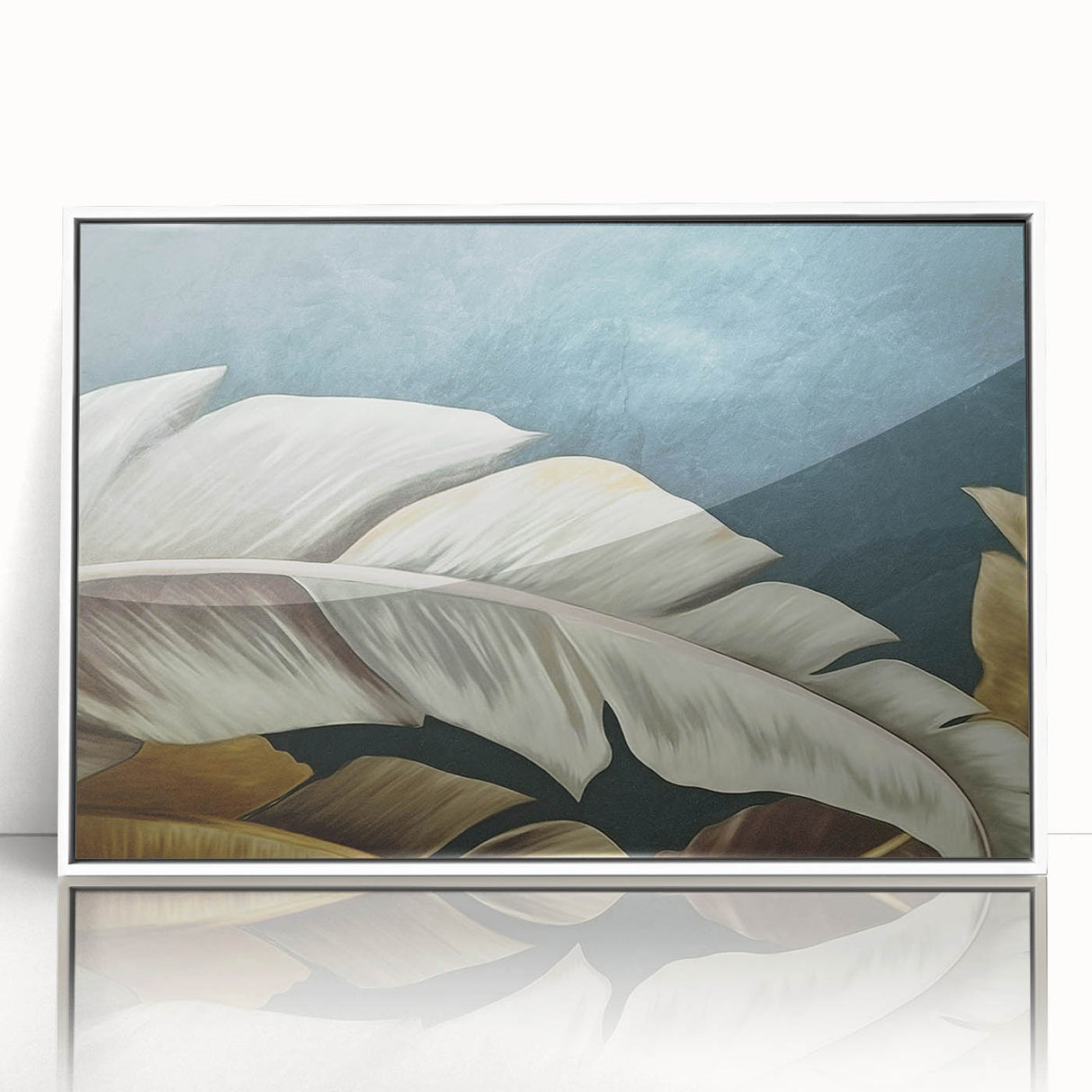 Framed acrylic wall art featuring an abstract design of colorful strokes and lines, set against a white background, perfect for modern home decor.