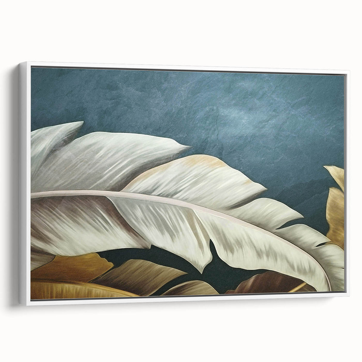 Framed canvas art showcasing an abstract design of colorful strokes and lines, set against a white background, perfect for modern home decor.