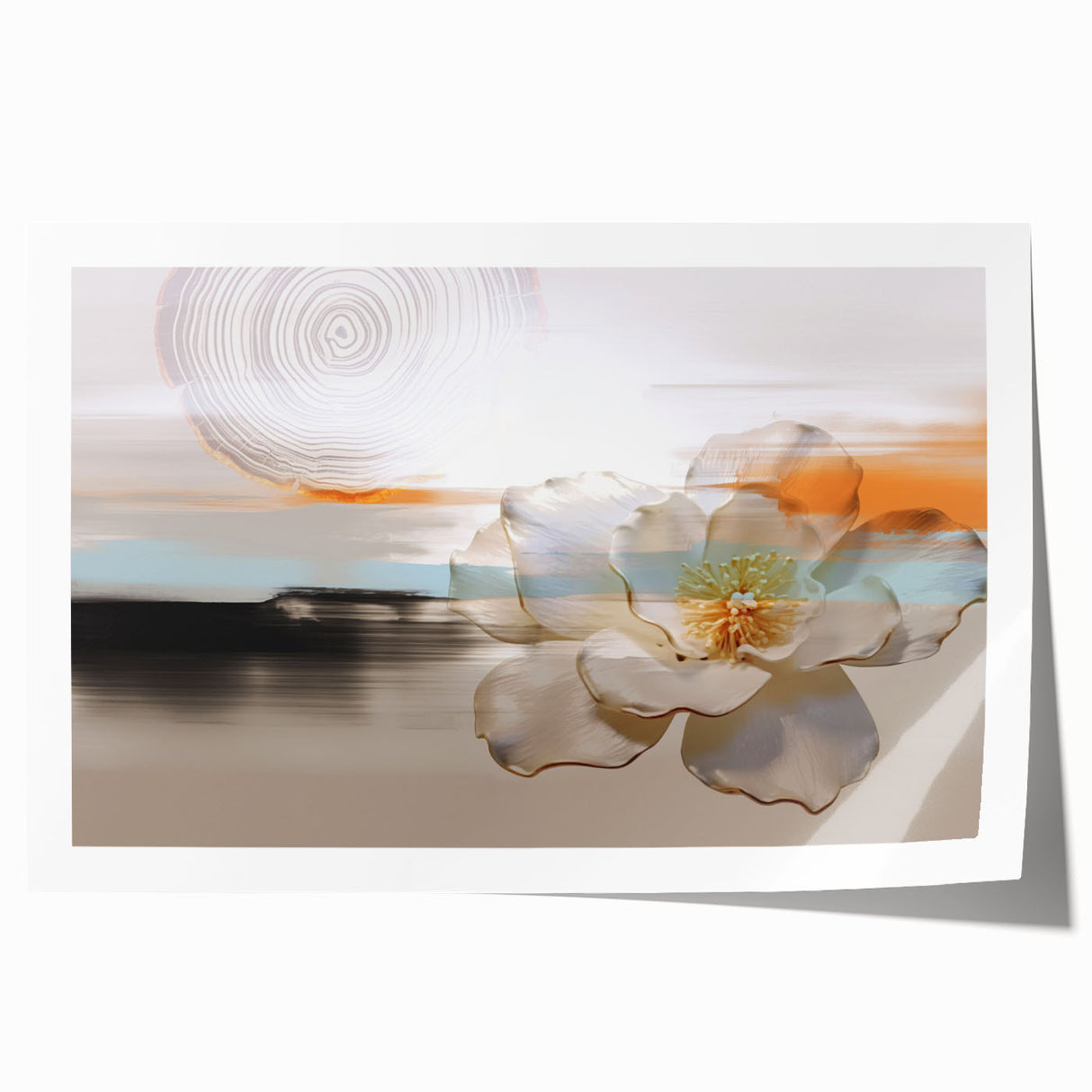 Abstract wall art print showcasing vibrant strokes and lines in bold colors, perfect for modern decor or art enthusiasts, rolled and ready for display.