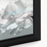 Framed canvas artwork showcasing a vibrant abstract design featuring colorful strokes and lines, ideal for modern home decor, with a close-up view emphasizing texture and detail.