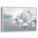 Framed canvas artwork showcasing an abstract design with colorful strokes and lines, presented from a white side view, ideal for modern home decor.
