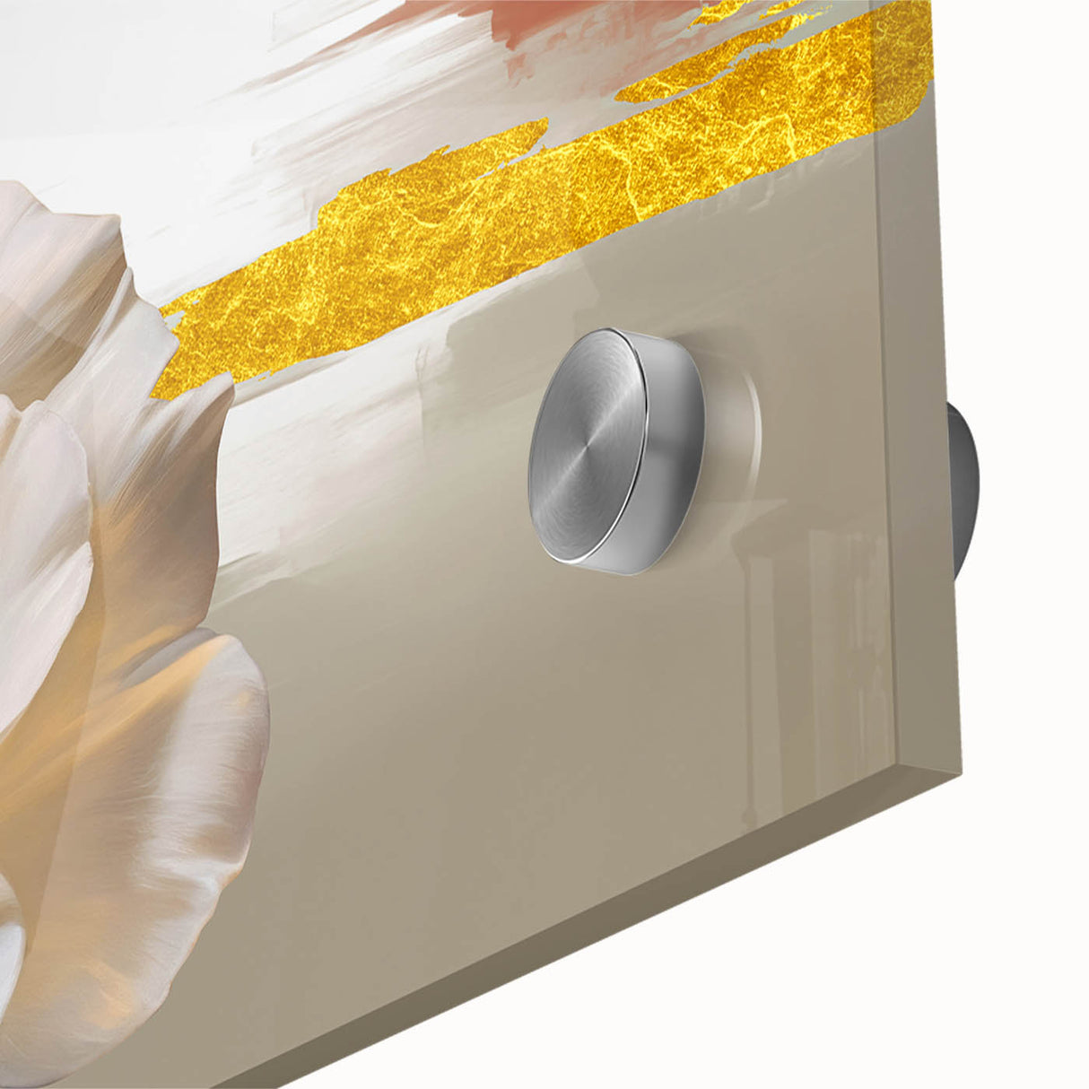 Close-up of an abstract strokes and lines design wall art piece, featuring vibrant colors and dynamic shapes, perfect for modern home decor. Acrylic glass finish enhances depth and clarity.