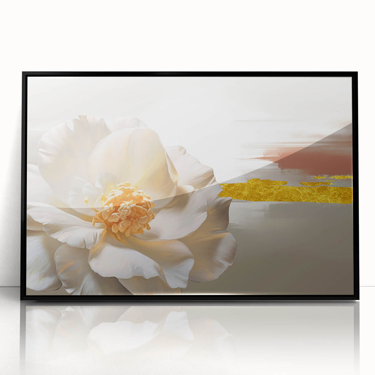 Framed wall art featuring an abstract design of colorful strokes and lines in vibrant hues, set in a sleek black frame, perfect for modern home decor.