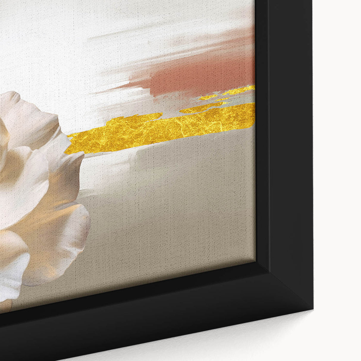 Close-up of a framed canvas artwork showcasing an abstract design with colorful strokes and lines, perfect for modern home decor. The vibrant hues and dynamic patterns create an eye-catching focal point for any room.